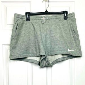 Women’s Nike Athletic Shorts Grey Sweatshirt Material Size Large